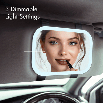 Juni Universal Lighted Car Mirror by Fancii & Co.  in Black - 3 Dimmable Light Settings