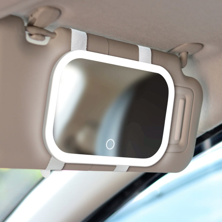Juni Universal Lighted Car Mirror by Fancii & Co.  in White hero image