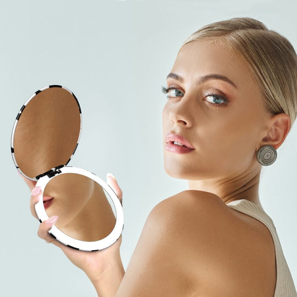 MELLO MONOCHROME Taylor Compact Mirror with LED Lights for Travel
