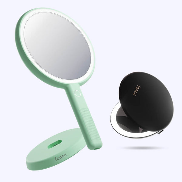 Cami mirror hand held and Taylor compact mirror by Fancii and Co_  Charcoal Chic Pistachio