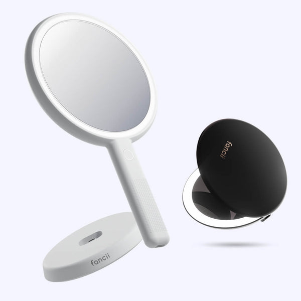 Cami mirror hand held and Taylor compact mirror by Fancii and Co_ Charcoal Chic Marshmallow