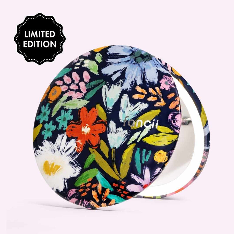 Happy Flowers Mini Taylor Lighted Compact by Fancii with 1x +10x magnification