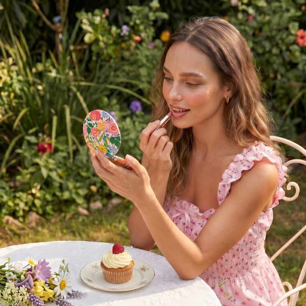 Vibrant Florals Mini Taylor Lighted Compact by Fancii with 1x +10x magnification