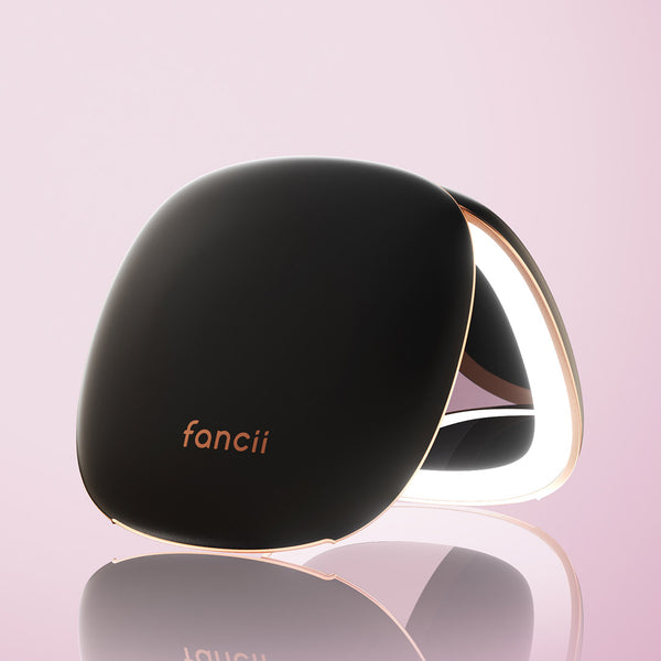 Mila compact mirror with LED lights by Fancii and Co_ Black