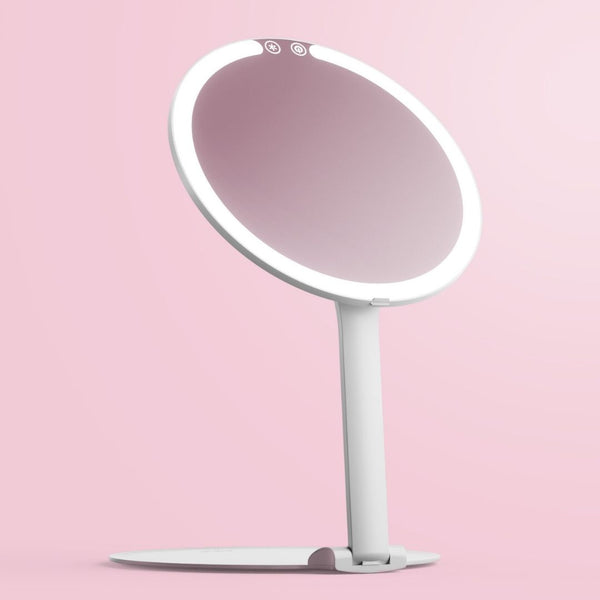 Fancii Abigail Travel Mirror with LED Lights Hero Extended White Without 10x Magnifying Mirror Ultimate Mirror Bundle Bedazzled