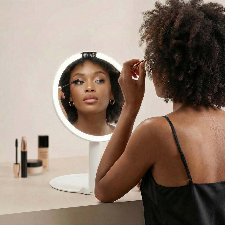 Fancii Abigail Travel Mirror with LED Lights White Without 10x Magnifying Mirror