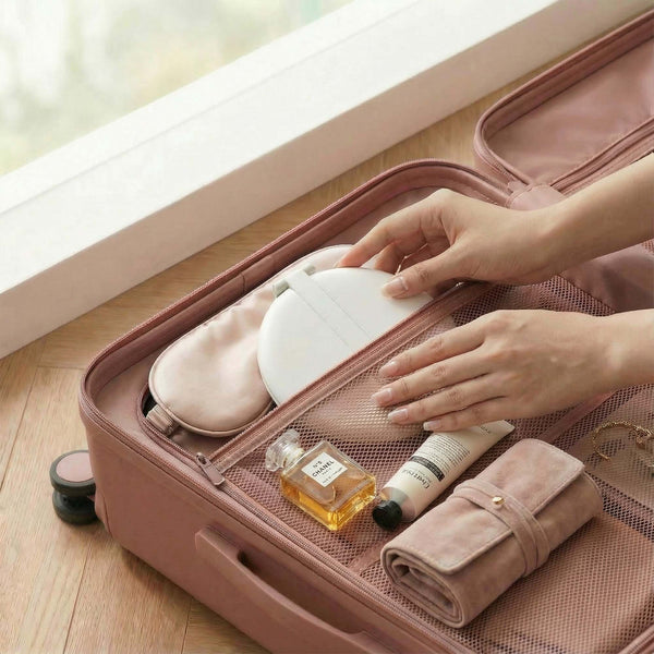 Fancii Abigail travel makeup mirror in White With Tara 10x Magnifying Mirror Bedazzled Weekender White Globetrotter White