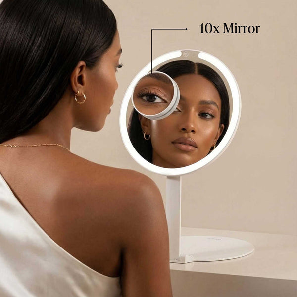 Fancii Abigail travel makeup mirror in White With Tara 10x Magnifying Mirror