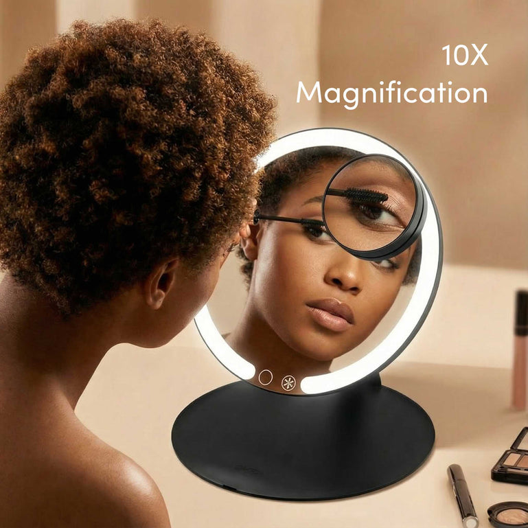 Fancii Abigail Travel mirror with lights in Black With Tara 10x Magnifying Mirror