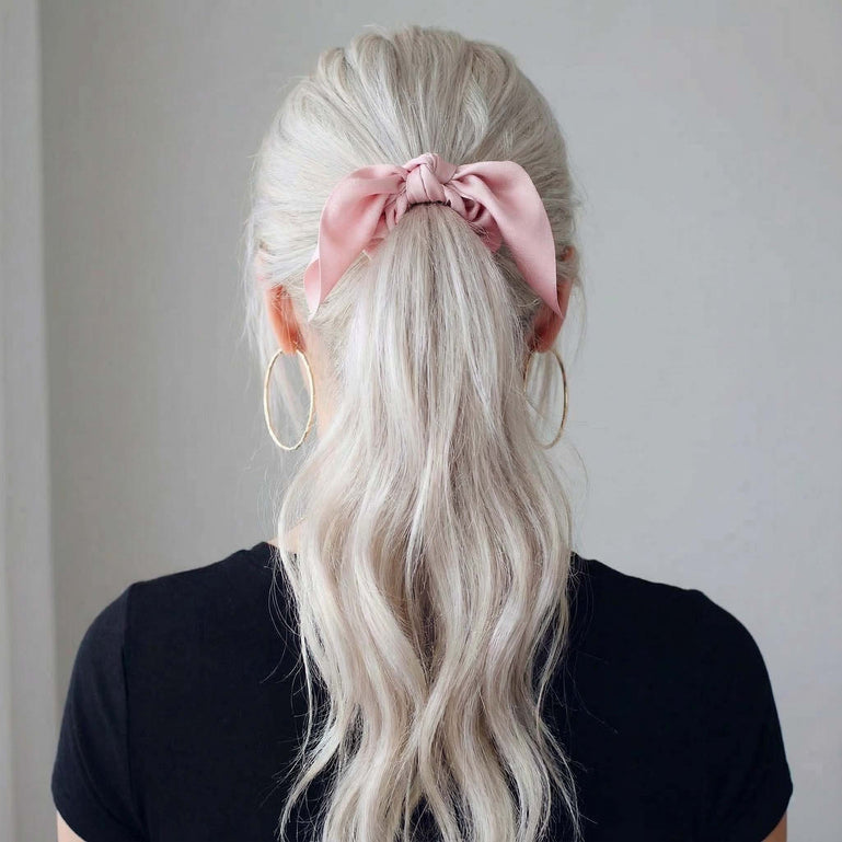 Fancii Elle satin headband hair tie scrunchies Pink
