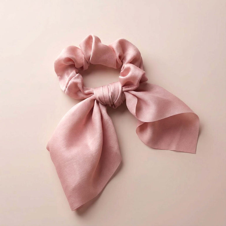 Fancii Elle satin headband hair tie scrunchies Pink