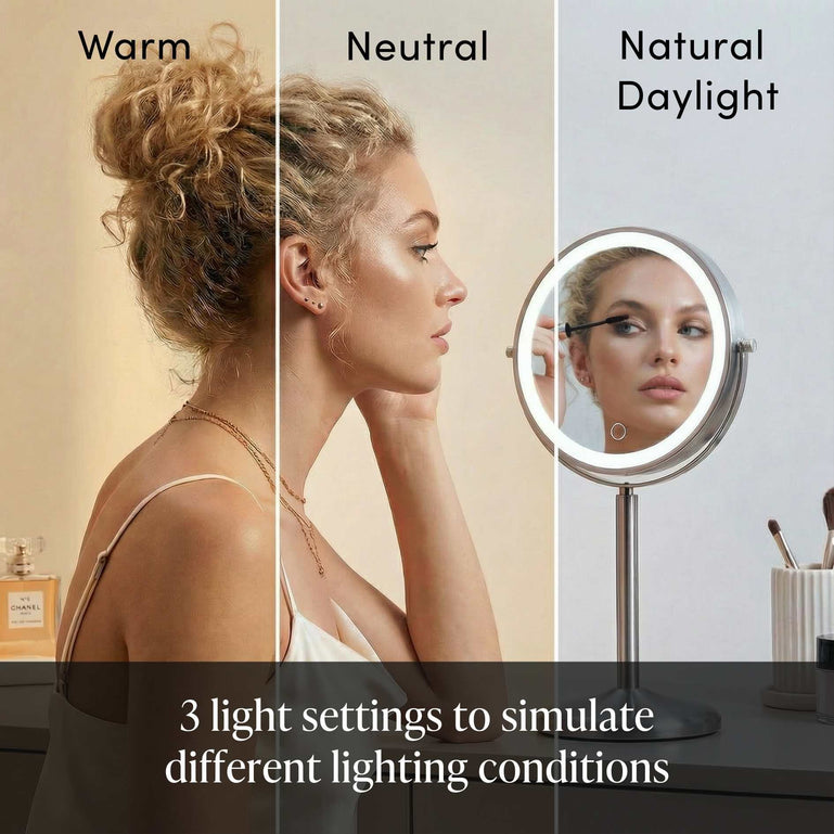 Hailey Double Sided Makeup Mirror with Lights