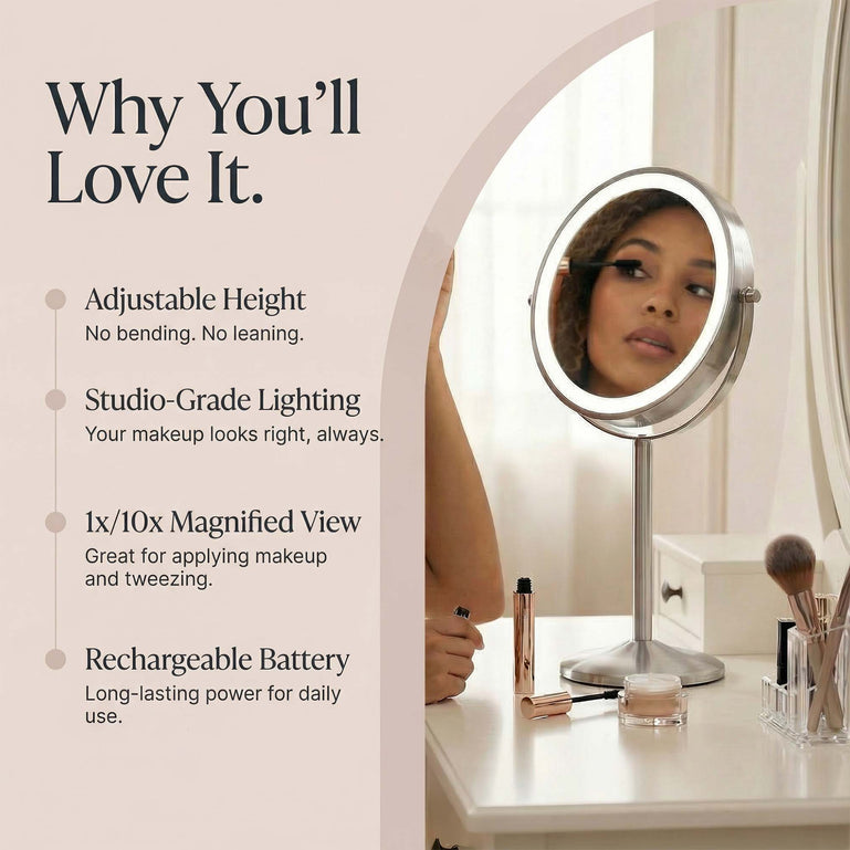 Hailey Double Sided Makeup Mirror with Lights