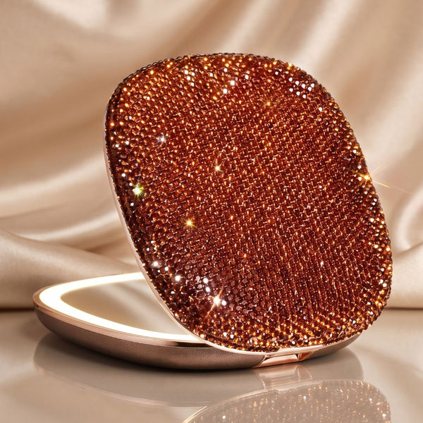 Fancii Mila 2 Luxe Mocha led lighted travel makeup mirror with crystals and 10x magnification