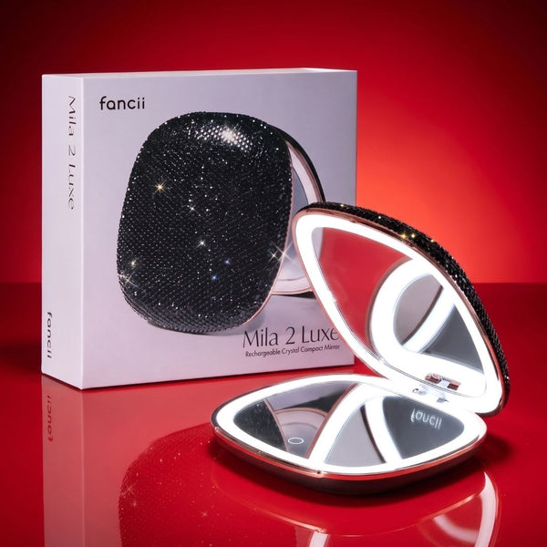 Fancii Mila 2 Luxe Noir led lighted compact makeup mirror with 10x magnification