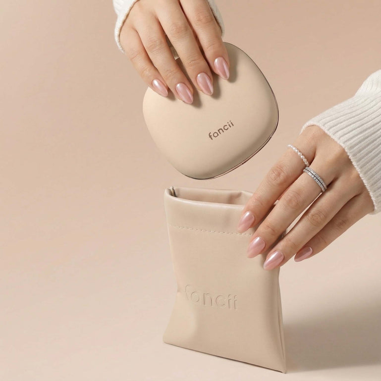 Fancii Mila 2 Champagne Cream Vegan Leather Pouch for travel