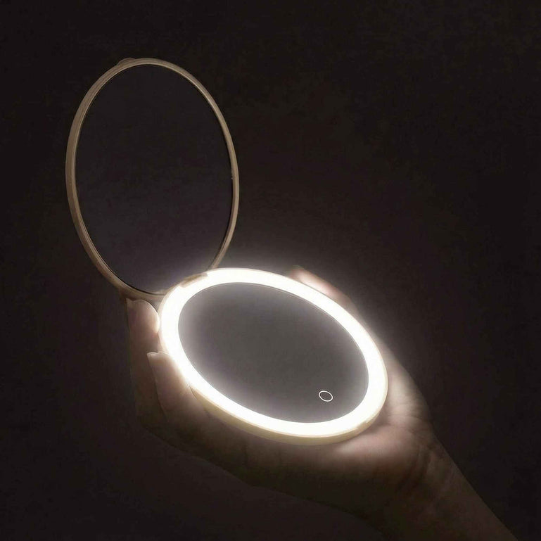 Fancii Mini Taylor Lighted Led Compact with 1x and 10x Magnification Desert Sands 