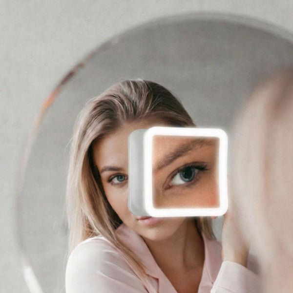 Mira 2 LED Magnifying Mirror by Fancii and Co with lights on White 