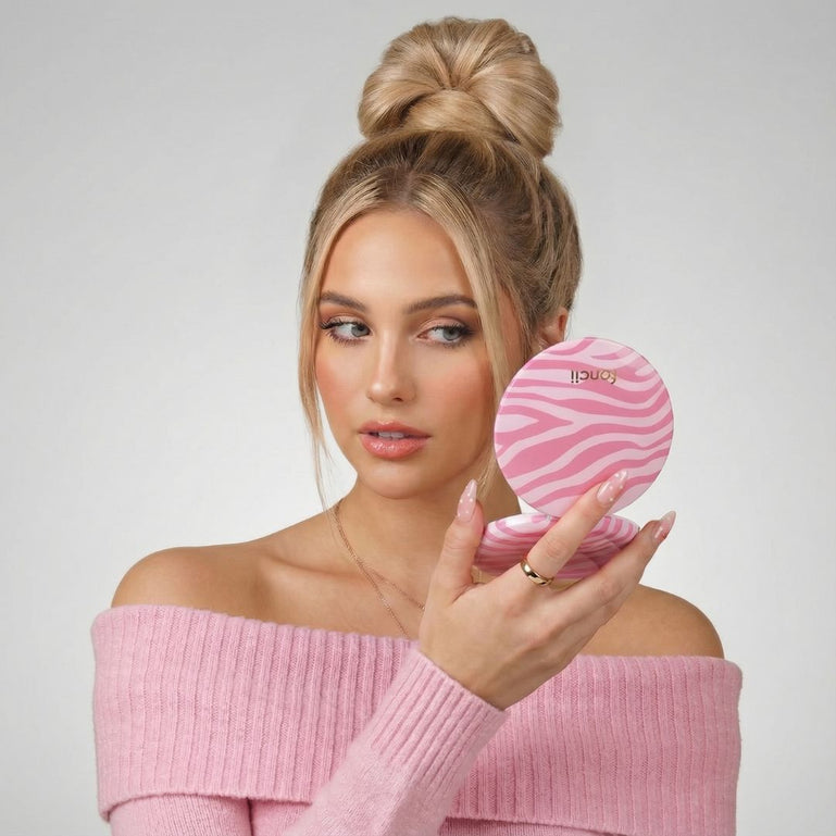 Taylor | Blush Zebra Mini Taylor LED Compact Mirror | Blush Zebra