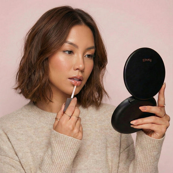 Fancii Taylor LED Lighted Compact mirror with 10x Magnification Weekender Charcoal Chic CHARCOAL CHIC