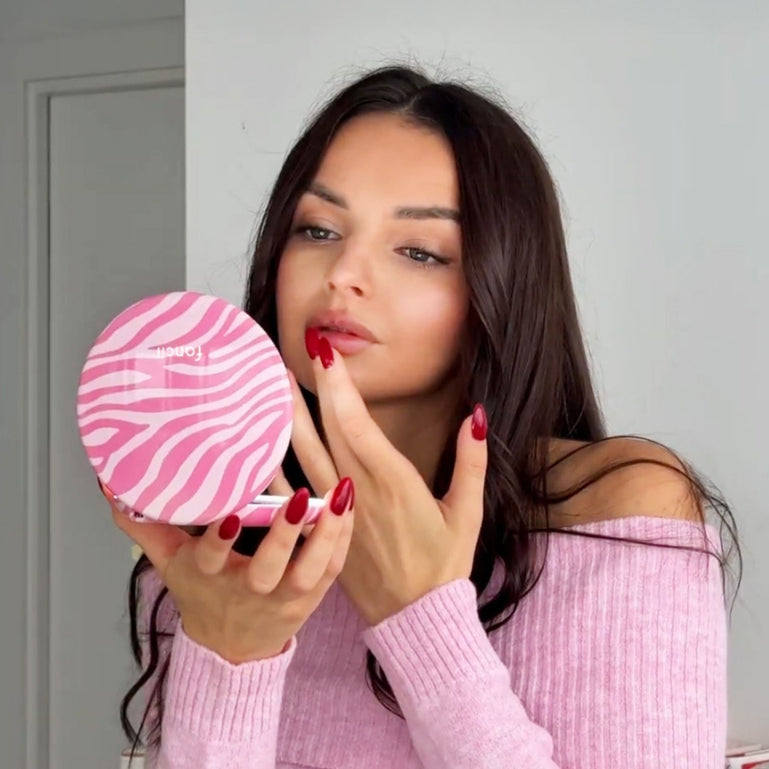 Taylor | Blush Zebra Mini Taylor LED Compact Mirror | Blush Zebra