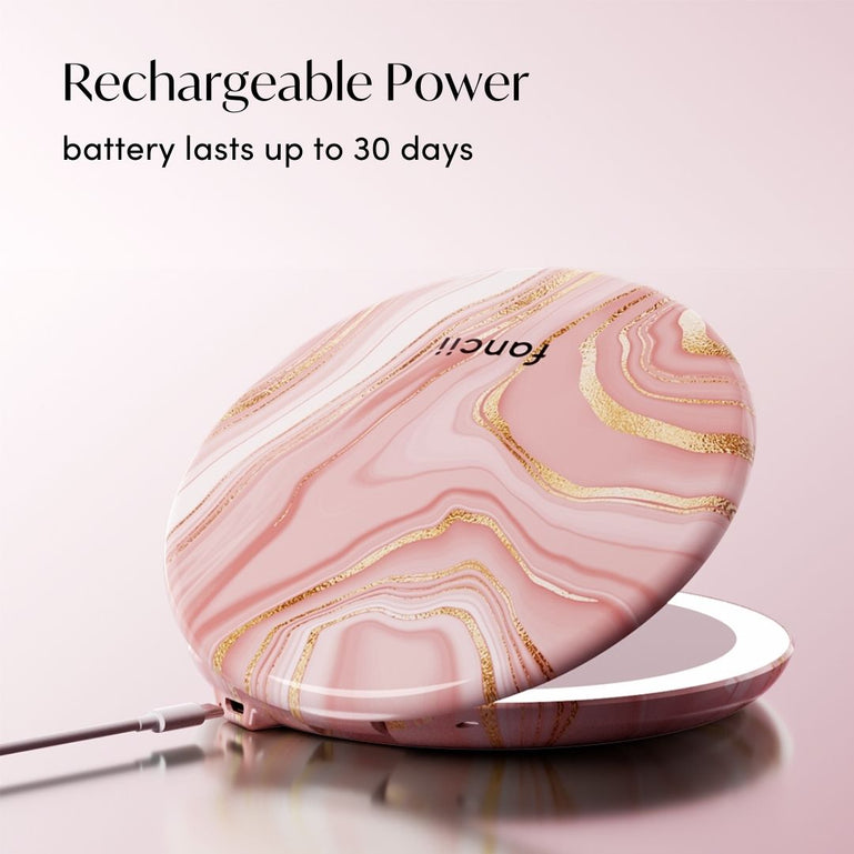 Fancii Taylor Compact Mirror with led lights MARBLE ROSÈ