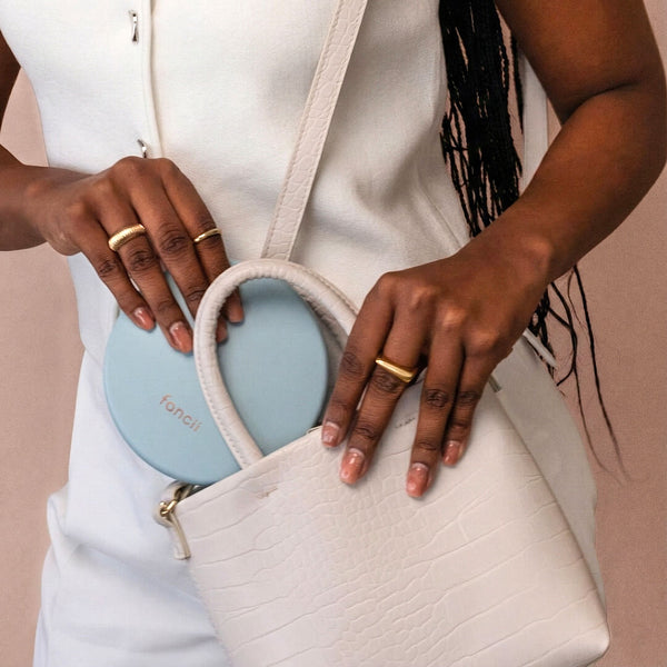 Fancii Taylor Lighted Compact Mirror 10x magnifying mirror SOFT SKY Weekender Soft Sky