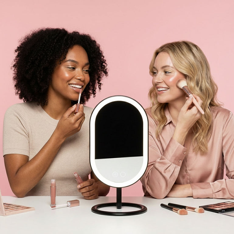 Vera Vanity Mirror with Lights & Lara 10X Magnifying Mirror with 3 dimmable light settings Black