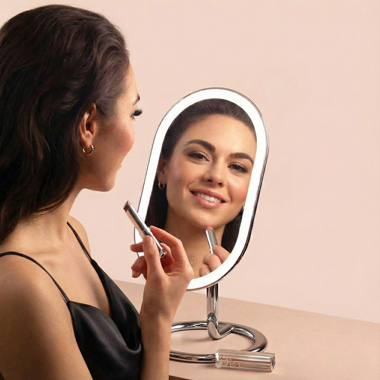 Fancii Vera lighted led vanity makeup mirror with stand Chrome Fancii Ultimate Mirror Bundle Bedazzled