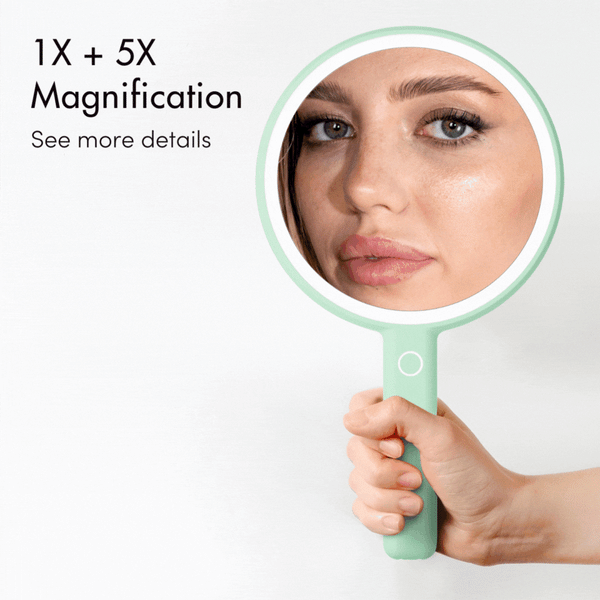 Fancii Cami handheld led lighted beauty makeup mirror in Pistachio