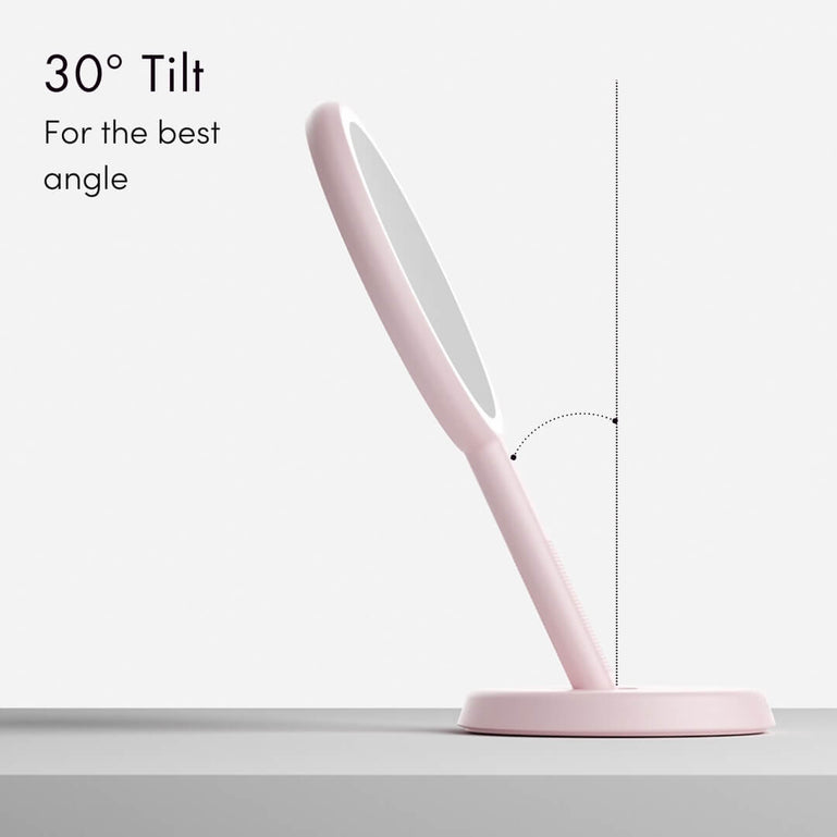 Fancii Cami handheld mirror with LED lights by Fancii and Co adjustable Strawberry Cream