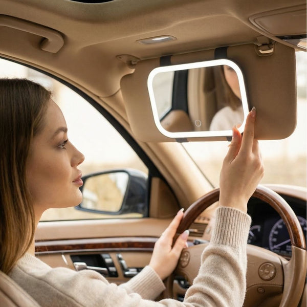 Fancii Juni 2 Led Lighted Car Visor Mirror for travel Black