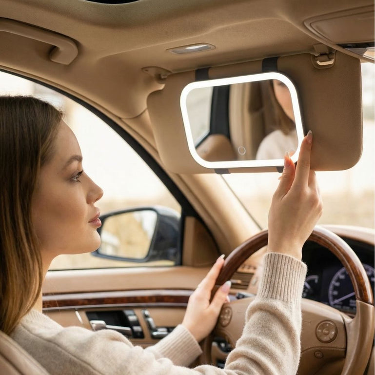 Fancii Juni 2 Led Lighted Car Visor Mirror for travel Black