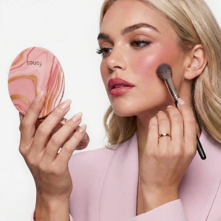 Fancii mini Taylor Marble Rosé compact mirror with lights