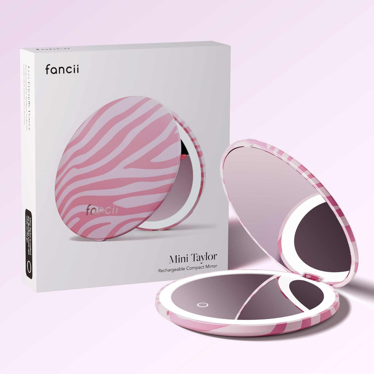 Mini Taylor LED Compact Mirror | Blush Zebra