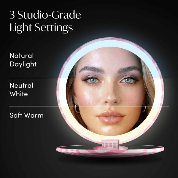 Mini Taylor LED Compact Mirror | Blush Zebra