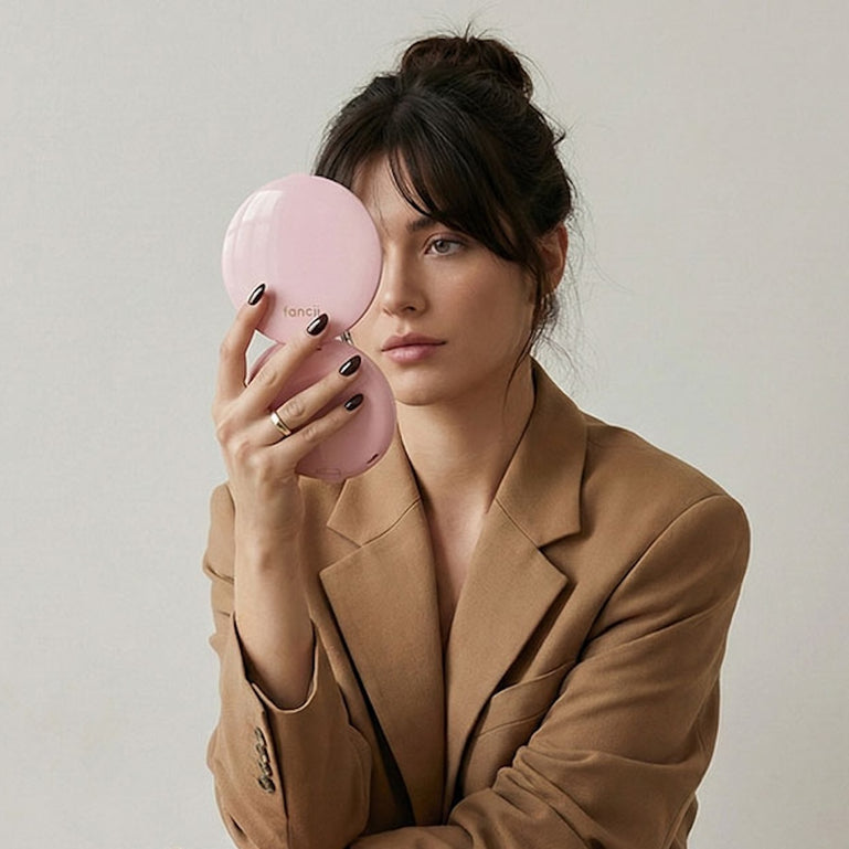 Fancii Mini Taylor Led Lighted Compact Mirror 10x Magnification Petal Pink