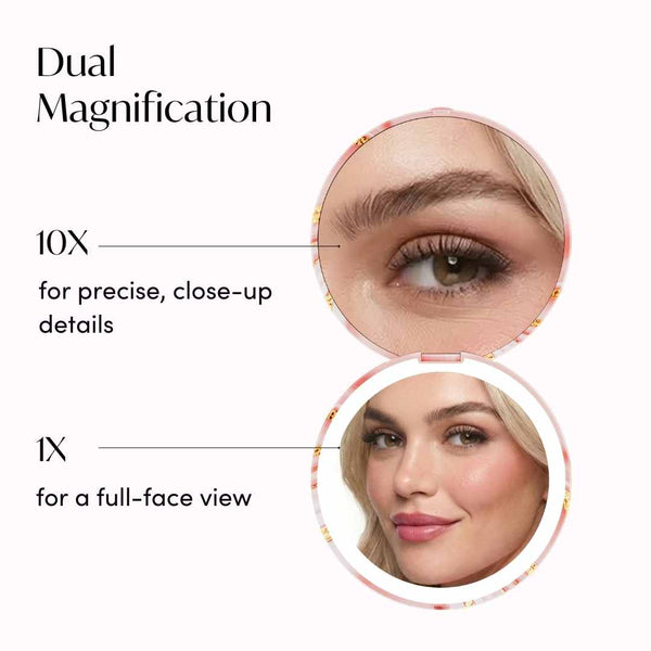 Fancii mini Taylor Marble Rosé compact mirror with lights