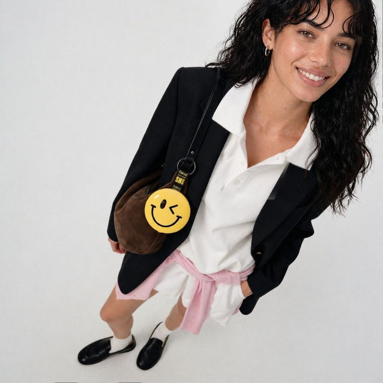 S.W.Smiley X Fancii & Co.  Lighted Charm Mirror with 1x and 10x magnification bag clip in Yellow 