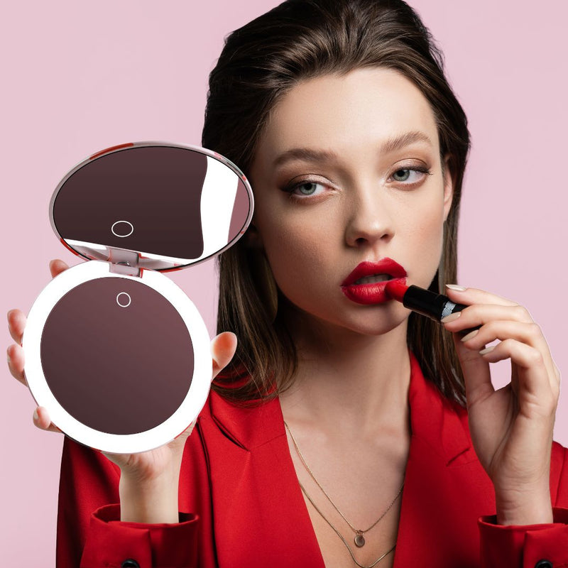 Taylor Lighted Compact with 10x Magnification  HOT LIPS