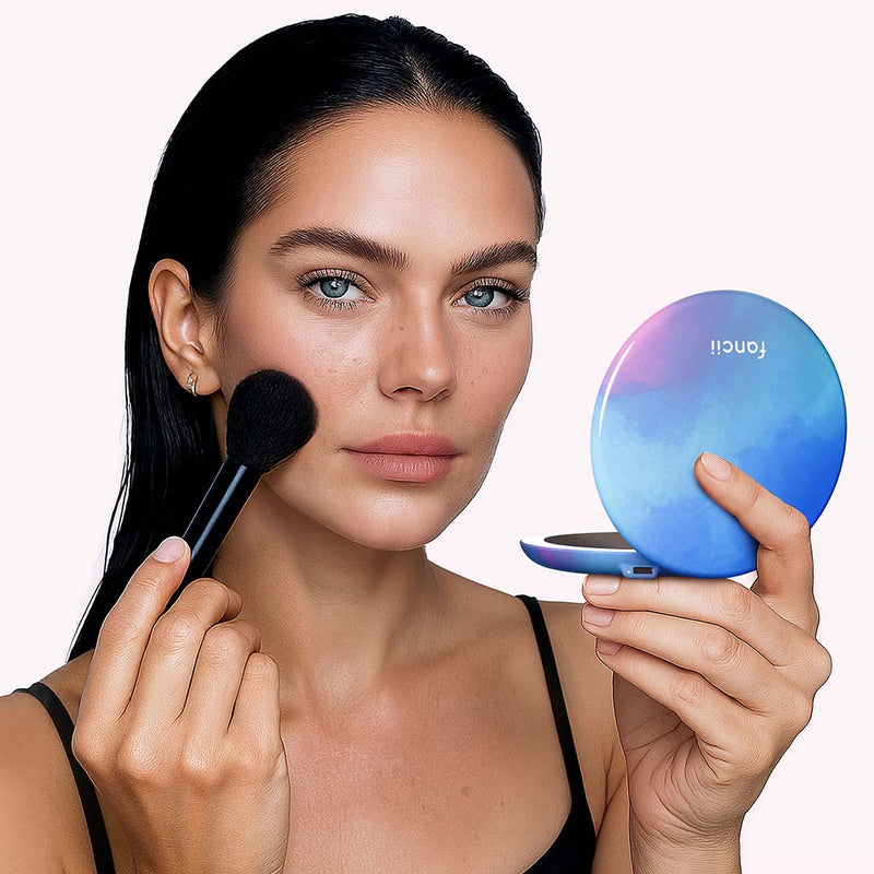 Taylor Compact Mirror by Fancii and Co with 10x magnifying mirror LAVENDER LAGOON