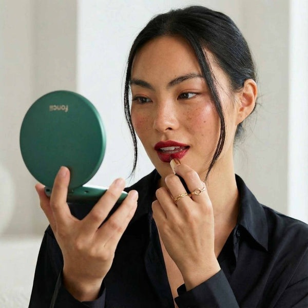 Fancii Taylor Travel Makeup Mirror with lights and 10x magnifying mirror EMERALD ENVY