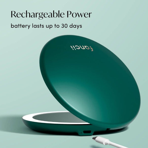 Fancii Taylor Travel Makeup Mirror with lights and 10x magnifying mirror EMERALD ENVY