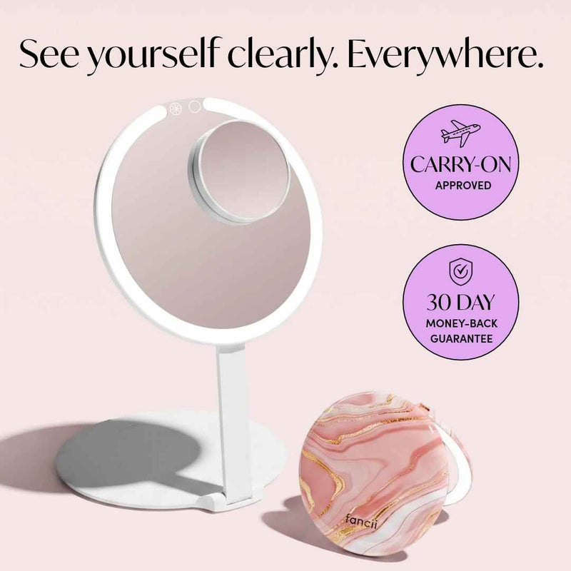 Taylor Lighted Compact and Abigail with Tara Travel Mirror by Fancii & Co.