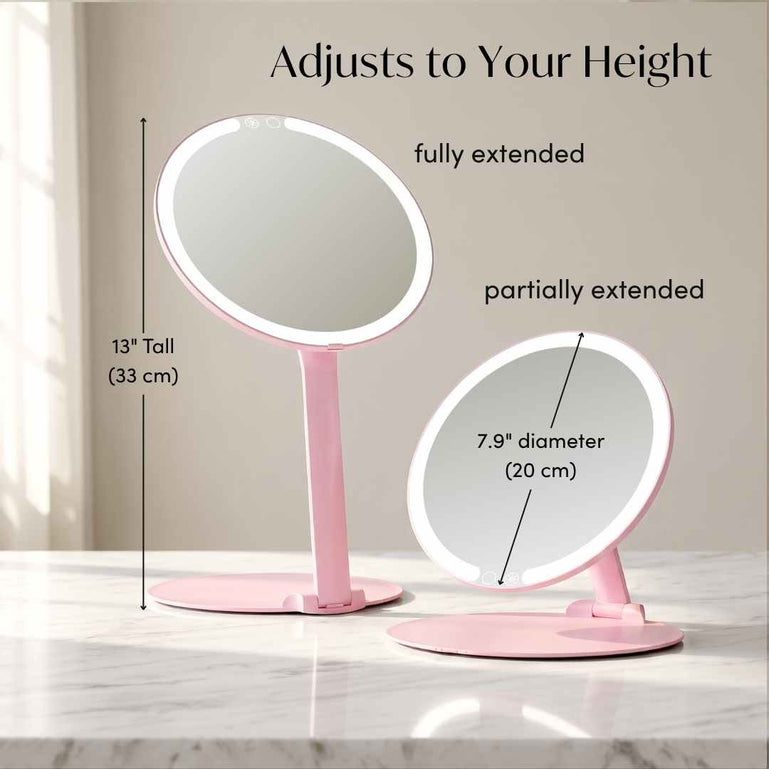 Fancii Abigail Travel Mirror with LED Lights Hero Extended and Folded Down- Adjusts to Your Height

Pink None
Pink 10x Magnifying Mirror 