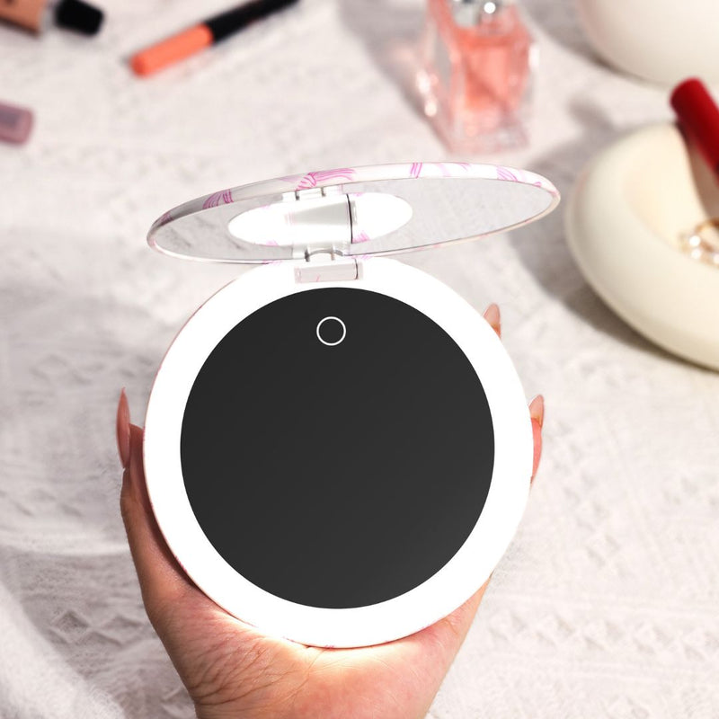 ROSETTE RIBBON taylor lighted compact travel mirror with led lights