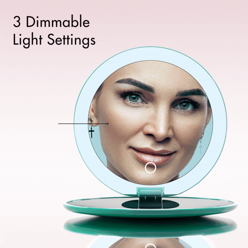 Taylor Lighted Compact by Fancii & Co. 3 Dimmable Light Settings Weekender SEA SERENITY