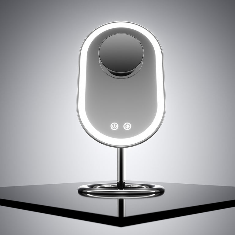 Fancii Vera LED Lighted Vanity Makeup Mirror & Lara 10X Magnifying Mirror in Chrome Black