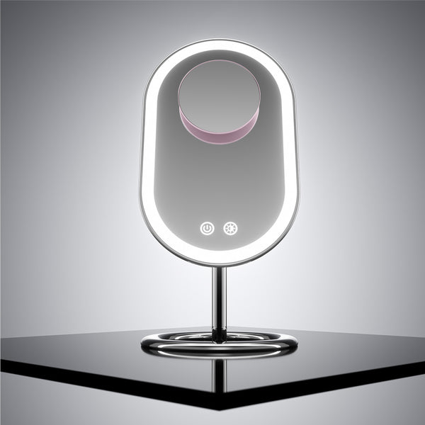 Fancii Vera LED Lighted Vanity Makeup Mirror & Lara 10X Magnifying Mirror in Chrome Pink