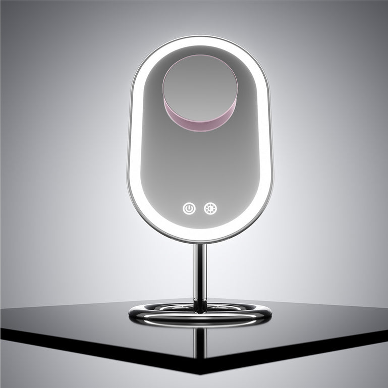 Fancii Vera LED Lighted Vanity Makeup Mirror & Lara 10X Magnifying Mirror in Chrome Pink